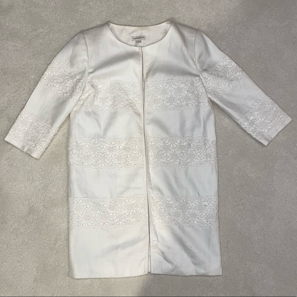 Monsoon White Eyelet Lace Jacket